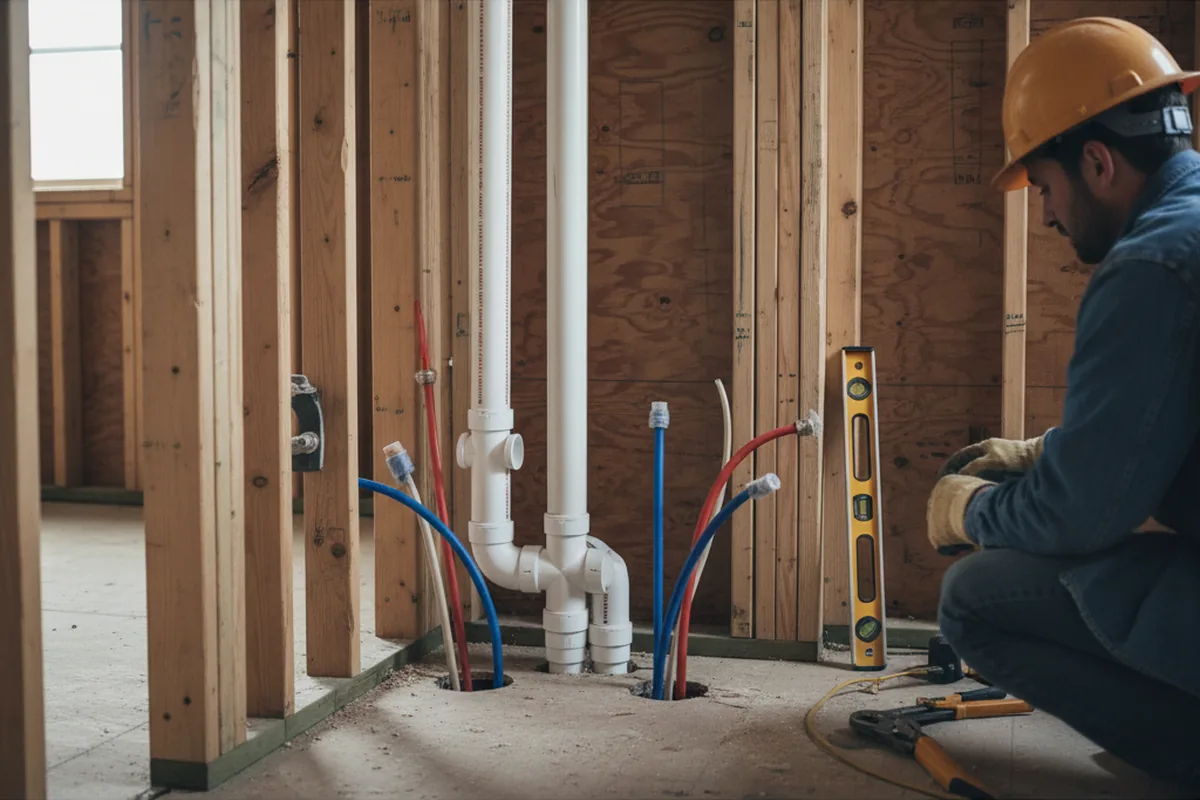 Drain and supply rough-in during Garbage Disposal Repair in Jay